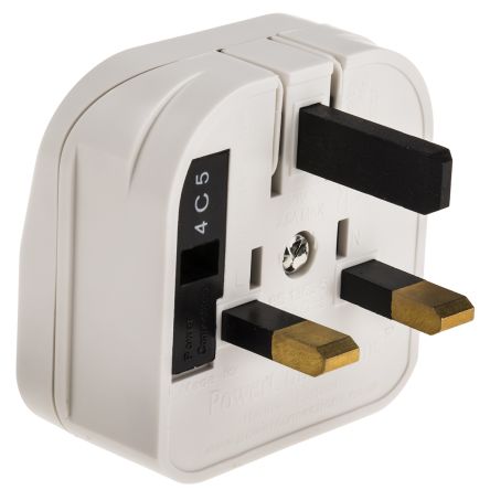 PowerConnections Europe Plug Adapter with European Plug and Type G - British 3-pin, Rated At 3A