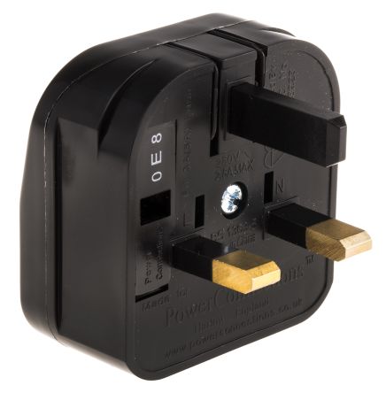 PowerConnections Europe Plug Adapter with European Plug and Type G - British 3-pin, Rated At 5A