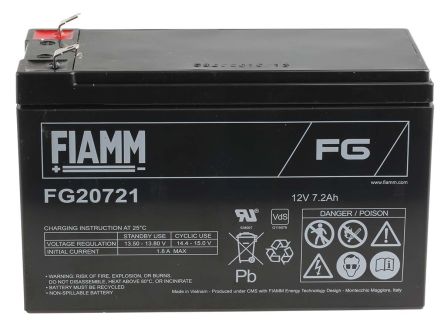 Fiamm FG20721 12V Lead Acid Battery, 7.2Ah