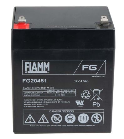 Fiamm FG20451 12V Lead Acid Battery, 4.5Ah