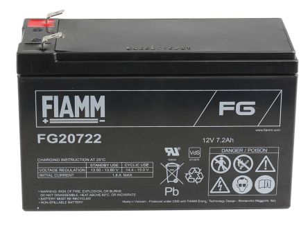 Fiamm FG20722 12V Lead Acid Battery, 7.2Ah