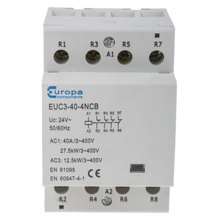 4 Pole Contactor, 40 A, 28 kW, 24 V ac Coil