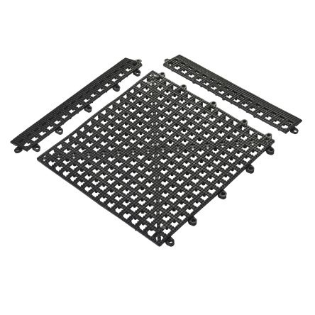 Black PVC Textured Anti-Fatigue Mat, 300mm x 300mm x 13mm