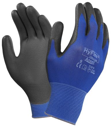 Ansell Black General Purpose Nylon Polyurethane-Coated Reusable Gloves 9 - M