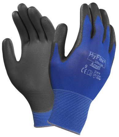 Ansell Black General Purpose Nylon Polyurethane-Coated Reusable Gloves 8 - S