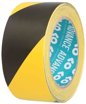 Advance Tapes AT8 Black/Yellow PVC Hazard Tape, 50mm x 33m