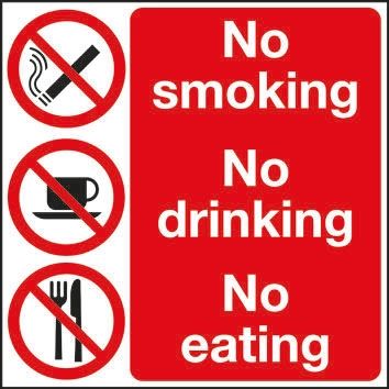 禁止标签禁止吸烟标志塑料300mm高x300mm宽英语