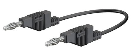 Quadrant Connectors 4 mm Test lead, 15A, 30 V ac, 60 V dc, Black, 50cm Lead Length
