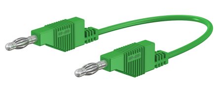 Quadrant Connectors 4 mm Test lead, 15A, 30 V ac, 60 V dc, Green, 50cm Lead Length