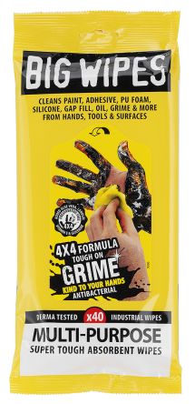 Big Wipes Sachet of 40 Black Wet Wipes for General Cleaning Use