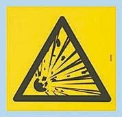 Explosive Sign with Pictogram Only PET, 200 x 200mm 1 Hazard Warning