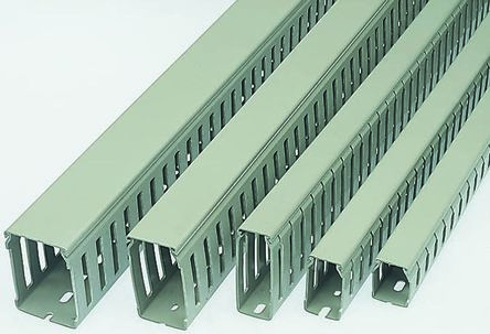 Betaduct Grey PVC Open Slot Cable Trunking Slotted Panel Trunking, W75 mm x D75mm, L1m