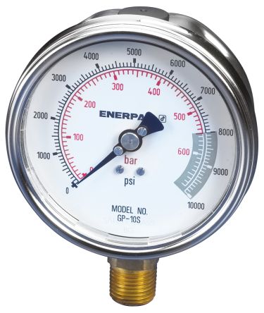 Enerpac GP10S Analogue Positive Pressure Gauge Hydraulic 700bar, Connection Size G 1/2