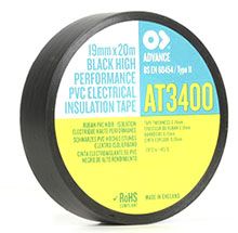 Advance Tapes AT34 Black Electrical Insulation Tape, 25mm x 20m, 0.19mm Thick