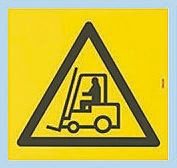 Danger Fork Lift Trucks Sign with Pictogram Only PET, 200 x 200mm 1 Hazard Warning