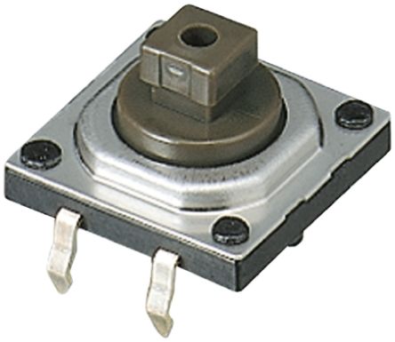 Grey Plunger Tactile Switch, SPST-NO 50 mA@ 12 V dc