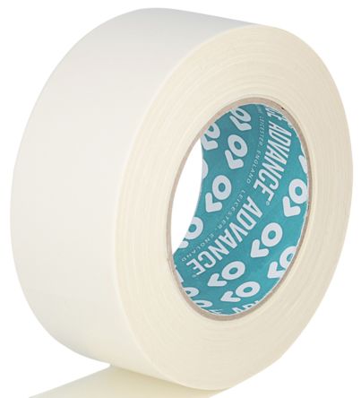 Advance Tapes AT308 White Double Sided Cloth Tape, 50mm x 25m, 0.25mm Thick