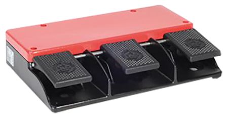 606 Series Emergency Stop Foot Switch without Cover, 3 Pedal, Momentary Contacts, 3NO/3NC