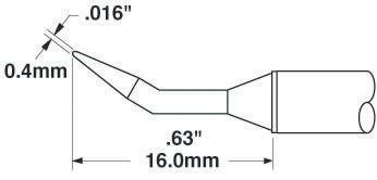 OK International 0.4 mm 30&#176; Bent Conical Soldering Iron Tip