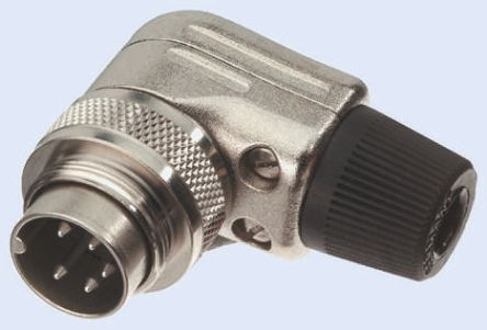 Quadrant Connectors, 8 Pole Right Angle Cable Mount Miniature Circular Connector, Male Contacts