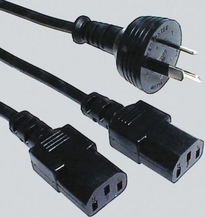 Access Comms 2m power cord, 2-Pin to C13 (2x C13), 10 A