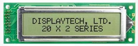 Displaytech 202A-FC-BC-3LP Alphanumeric Transflective LCD Monochrome Display Black, LED Backlit
