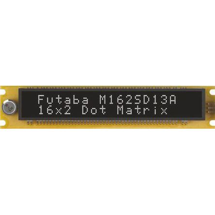 Futaba M162SD13AA Vacuum Fluorescent Display 7 x 5 2 Rows x 16 Char. ASCII Serial I/F 5.5mm Char Height