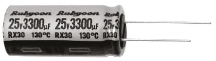 Rubycon Aluminium Electrolytic Capacitor 220&#956;F 25 V dc 8mm Through Hole RX30 Series Lifetime 2000h +130&#176;C