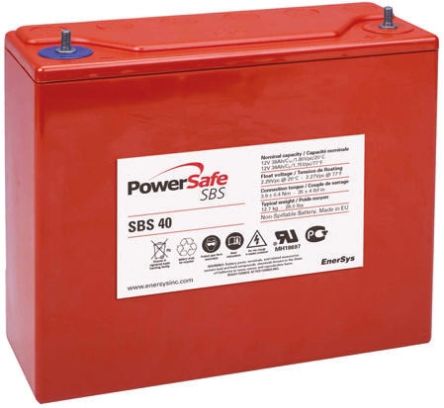 Enersys PowerSafe SBS40 12V Lead Acid Battery, 38Ah