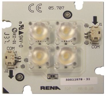 simpleLED 05707R888880066CAXH, Square LED Light Engine, 4 White LEDs (3000K), 5.6 W, 16 V