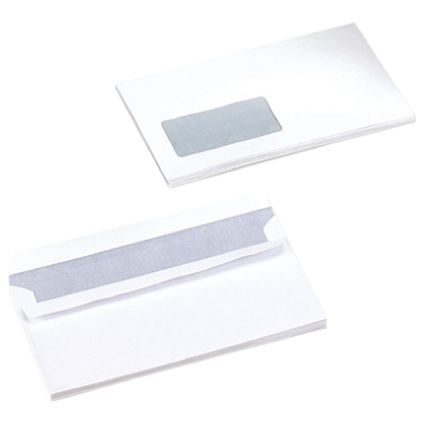 White DL Window Press Seal Mailing Envelope, 110 x 220mm