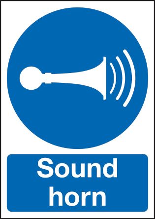 Signs &amp; Labels PP Rigid Plastic Mandatory Sound Horn Sign with English Text, 300 x 400mm