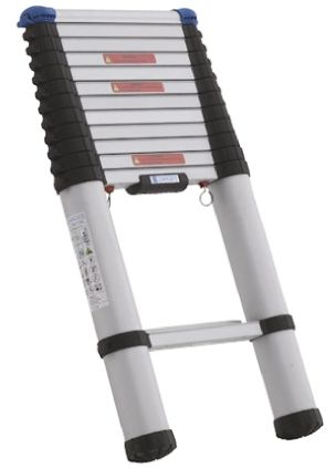 Zarges Telescopic Ladder 11 steps Anodised 3.8m open length