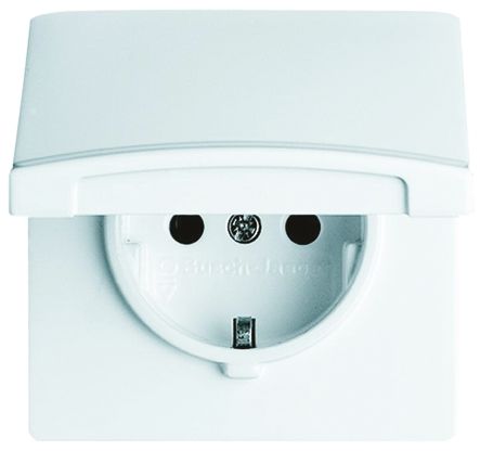 Busch Jaeger - ABB 1 Gang Thermoplastic Electrical Socket, Type F - German Schuko, 16A, Flush Mount, IP44