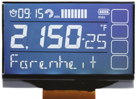 GPEG KS008A5B Alphanumeric Transflective LCD Monochrome Display White, LED Backlit, 2 Rows by 10 Characters