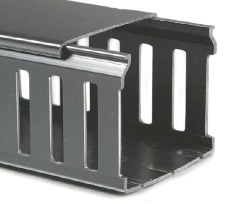 Betaduct Black Noryl Closed Slot Cable Closed Slot Trunking Slotted Panel Trunking, W75 mm x D75mm, L2m