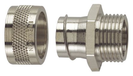 Flexicon Straight Cable Conduit Fitting, Brass Nickel Plated 20mm nominal size IP54 M20