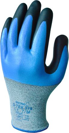 Showa Blue Cut Resistant Polyester, Stainless Steel Nitrile-Coated Cut Resistant Gloves 8 - S