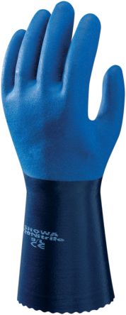 Showa Blue Chemical Resistant Nylon Nitrile-Coated Reusable Gloves 7 - S