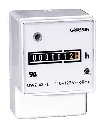 Grasslin Hour Counter, 7 digits, Digital, Screw Lugs Connection, Voltage, 120 V ac