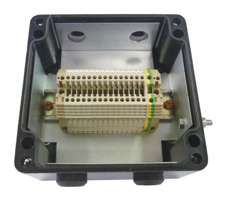 Polyester IP66 Junction Box M20, 4 Entry, 10 Terminal, 122 x 120 x 90mm, Black