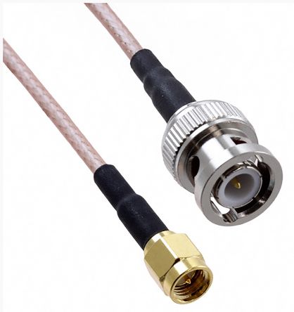 Crystek 50 &#937;, Male SMA to Male BNC Coaxial Cable Assembly, 300mm length, RG-316DS cable type
