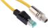 HARTING Cat6a Straight Male M12 to Straight Male RJ45 Ethernet Cable, Yellow PUR Sheath, 1m
