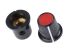 Mando de potenciómetro RS PRO, eje 3.2mm, diámetro 11.6mm, Color Negro, rojo, indicador Blanco