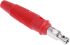 Hirschmann 4 mm香蕉插头, 红色, 30 V ac, 60V 直流, 30A, 焊接式, 60mm长, 镀镍, 930727101