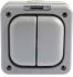 MK Electric Grey Outdoor Light Switch, 1 Way, 2 Gang, Masterseal