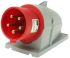 Conector de potencia industrial Macho, Formato 3P + N + E, Orientación Ángulo de 90° , Easy & Safe, Rojo, 415 V, 32A,