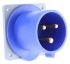 Conector de potencia industrial Macho, Formato 2P + E, Orientación Recto, Tough & Safe, Azul, 230 V, 32A, IP44