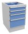 Treston Stahl Schubladeneinheit, Kleinteilemagazin Blau, Grau, 4 Einschübe, 800mm x 550mm x 715mm