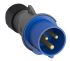 Conector de potencia industrial Macho, Formato 2P + E, Orientación Recto, Easy & Safe, Azul, 230 V, 32A, IP44